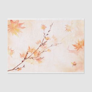 Papel De Seda Hojas de Arce Elegantes Naranja Acuarela Otoño Caí