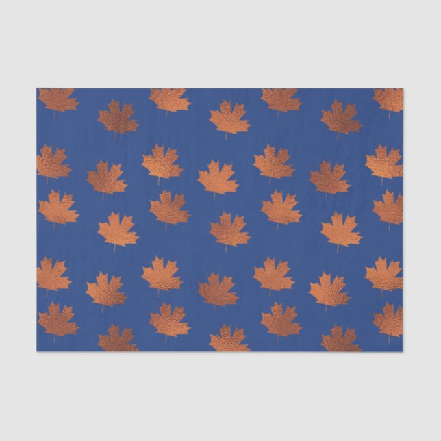 Papel De Seda Hojas de arce en fondo azul (Anverso)