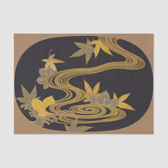 Papel De Seda Hojas de arce japonesas y agua corriente (Anverso)