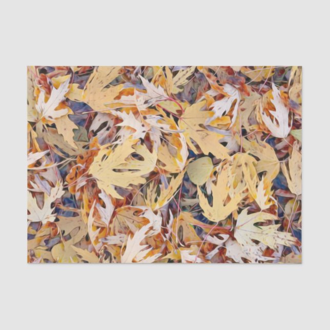 Papel De Seda Hojas de Arce Pintadas de Amarillo Otoñal (Anverso)