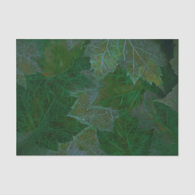 Papel De Seda Hojas de Arce Verde Verano Neón (Anverso)