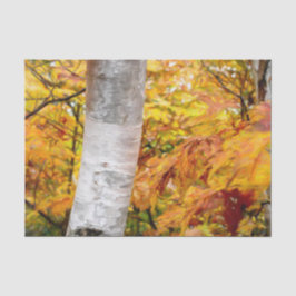 Papel De Seda Hojas de bosque pintadas de amarillo otoñal abedul