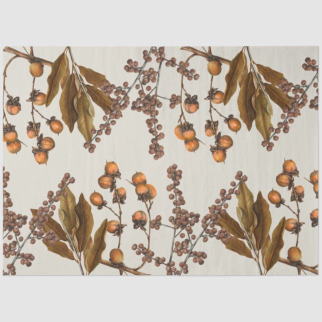 Papel De Seda Hojas de follaje de acuarela de otoño (Anverso)