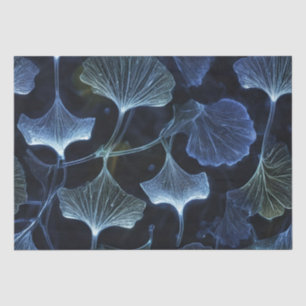Papel De Seda Hojas de Ginkgo de Luminograma Azul Decoupage /