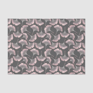 Papel De Seda Hojas de Ginkgo rosadas elegantes sobre fondo negr