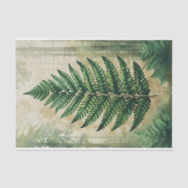 Papel De Seda Hojas de Helecho Decoupage Botánico (Anverso)