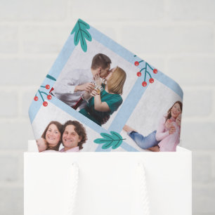 Papel De Seda Hojas de invierno y bayas personalizadas 12 x cuad
