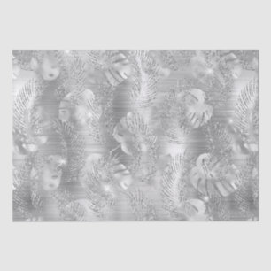 Papel De Seda Hojas de Jungla Tropical Brillante Plata con Estil