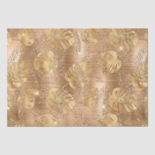 Papel De Seda Hojas de la selva tropical con brillo dorado elega