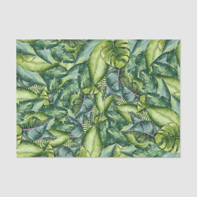 Papel De Seda Hojas de la Selva Tropical Cumpleaños Botánico (Anverso)