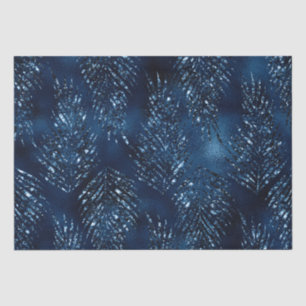 Papel De Seda Hojas de la selva tropical de purpurina azul real