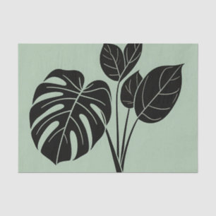 Papel De Seda Hojas de Monstera Minimalista Tropical Verde Menta