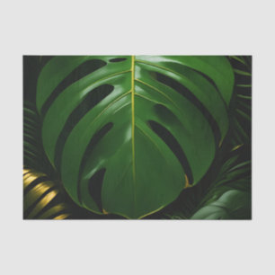 Papel De Seda Hojas de Monstera Oro Jungla Glamour