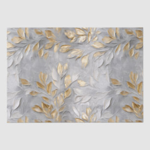Papel De Seda Hojas de oro gris plateado
