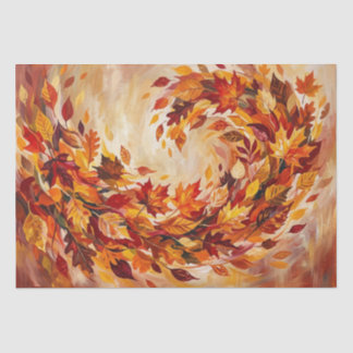 Papel De Seda Hojas de otoño abstractas vibrantes