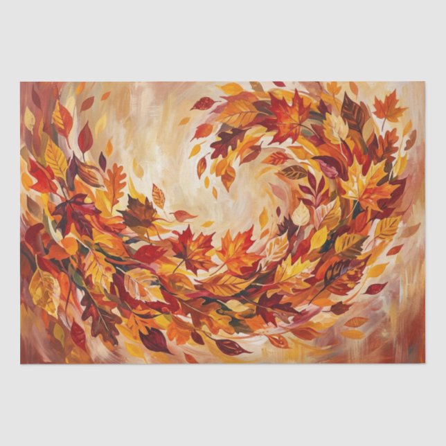 Papel De Seda Hojas de otoño abstractas vibrantes (Anverso)