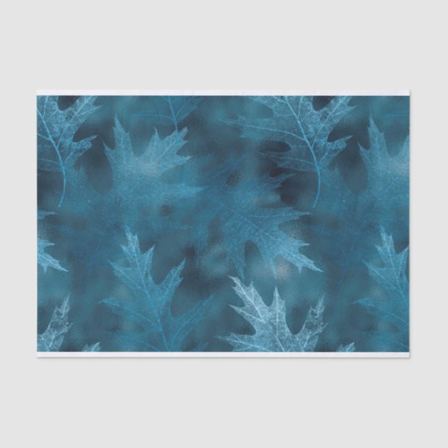 PAPEL DE SEDA HOJAS DE OTOÑO AZUL FALL (Anverso)