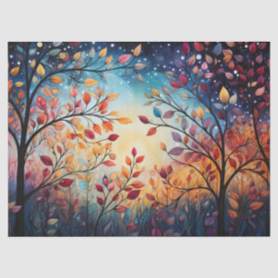 Papel De Seda Hojas de otoño brillantes, coloridas y caprichosas
