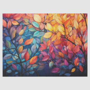 Papel De Seda Hojas de otoño brillantes, coloridas y caprichosas