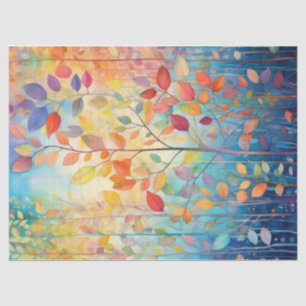 Papel De Seda Hojas de otoño brillantes y coloridas de arcoíris