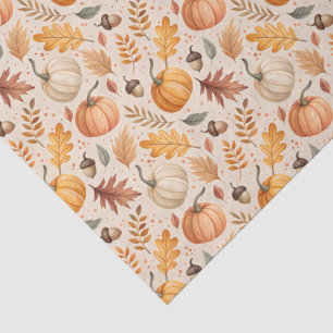 Papel De Seda Hojas de Otoño Calabazas Bellotas Colores de Otoño