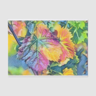 Papel De Seda Hojas de otoño coloridas con acuarela de color