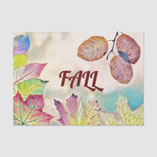 Papel De Seda Hojas de otoño coloridas con acuarela de color