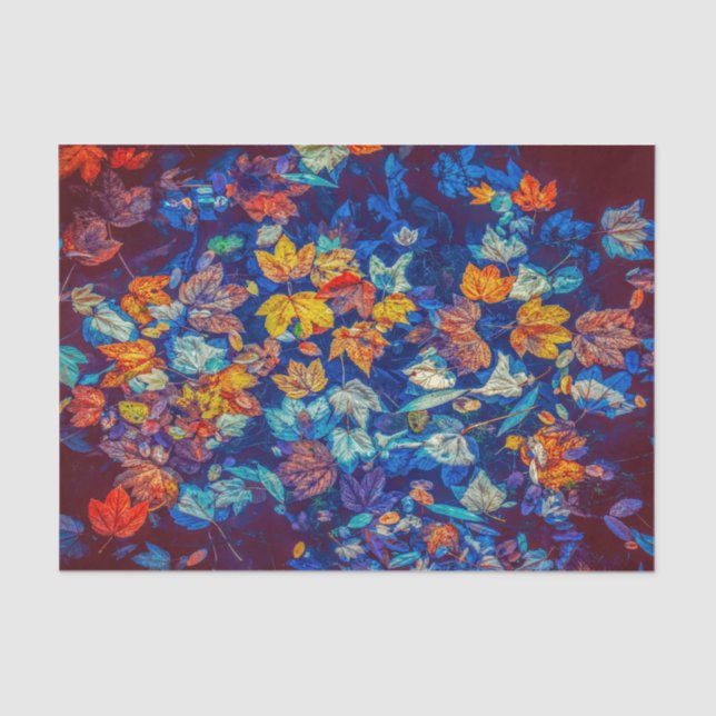 Papel De Seda Hojas de otoño en Borgoña (Anverso)