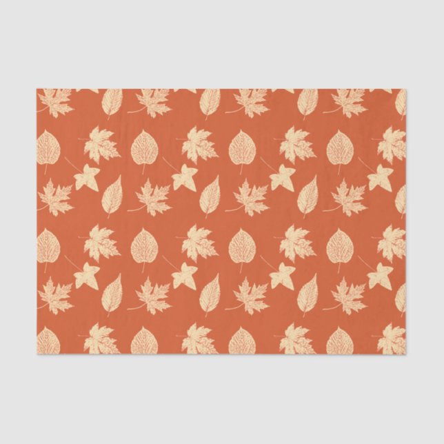 Papel De Seda Hojas de otoño - mandarina (Anverso)