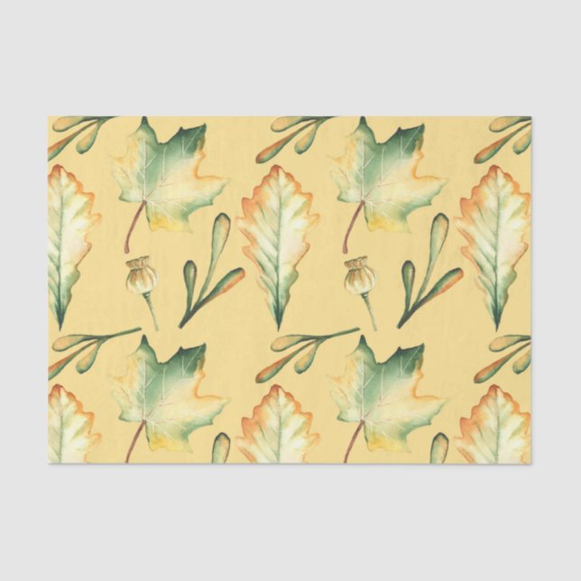 Papel De Seda Hojas de otoño (serie 44 de diseño amarillo/Naranj (Anverso)