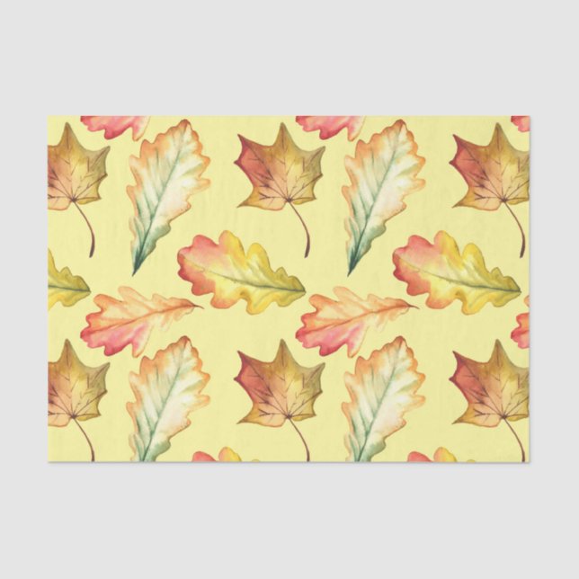 Papel De Seda Hojas de otoño (serie 46 de diseño amarillo/Naranj (Anverso)