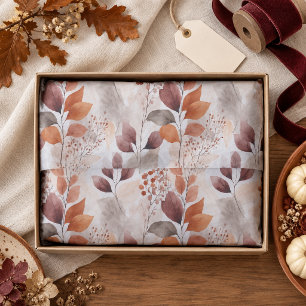 Papel De Seda Hojas de otoño terracota y borgoña Boho Otoño
