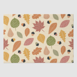 Papel De Seda Hojas de otoño terrosas con bellotas sobre beige 