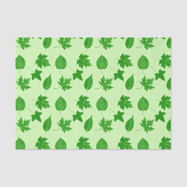 Papel De Seda Hojas de otoño - verde esmeralda y lima (Anverso)