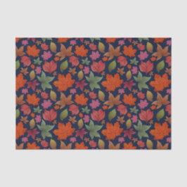 Papel De Seda Hojas de otoño vibrantes, rojas, naranjas, verdes