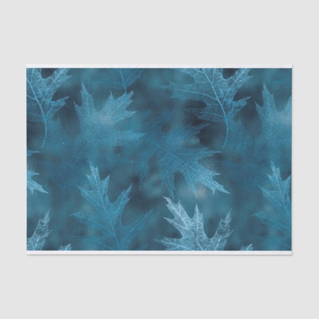 PAPEL DE SEDA HOJAS DE OTUÑO AZUL (Anverso)