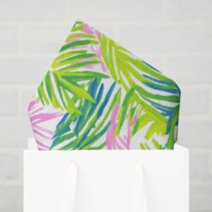 Papel De Seda Hojas de Palma Rosadas y Verdes Elegantes