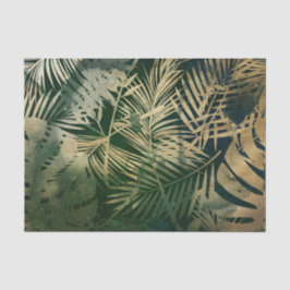 Papel De Seda Hojas de palma verdes y doradas