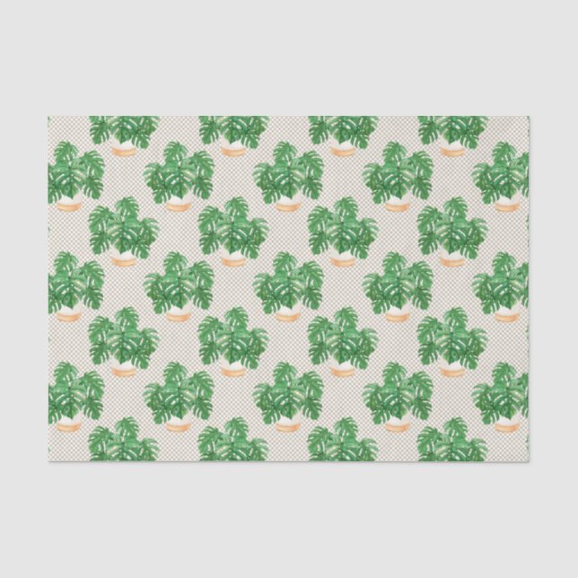 Papel De Seda Hojas de plantas verdes (Anverso)