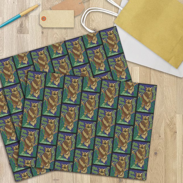 Papel De Seda Hojas del bosque verde de búho (Subido por el creador)