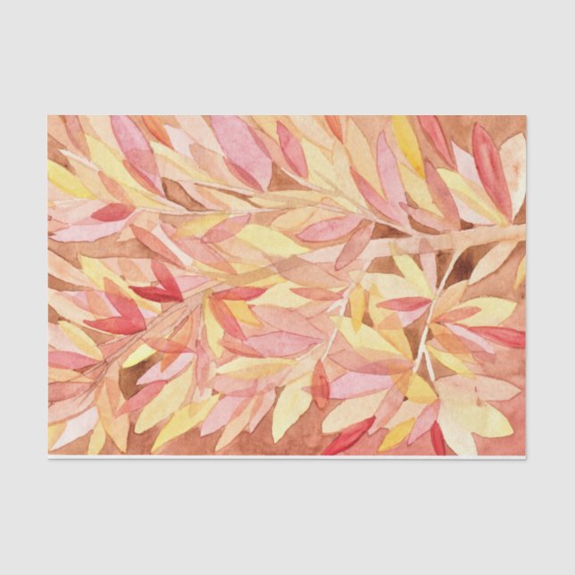 Papel De Seda Hojas del watercolour del otoño (Anverso)