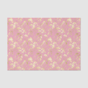 Papel De Seda Hojas doradas de Ginkgo en patrón botánico de rosa