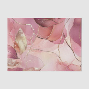 Papel De Seda Hojas doradas rosa rubor burdeos 