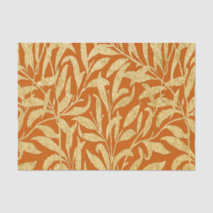 Papel De Seda Hojas doradas y naranja quemada Vintage Otoño Caíd