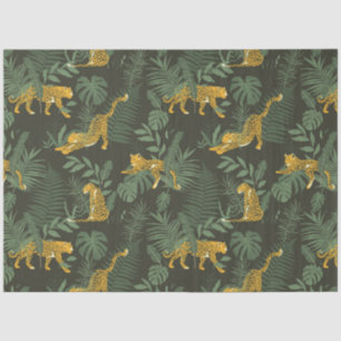 Papel De Seda Hojas exóticas modernas y estampado de leopardo