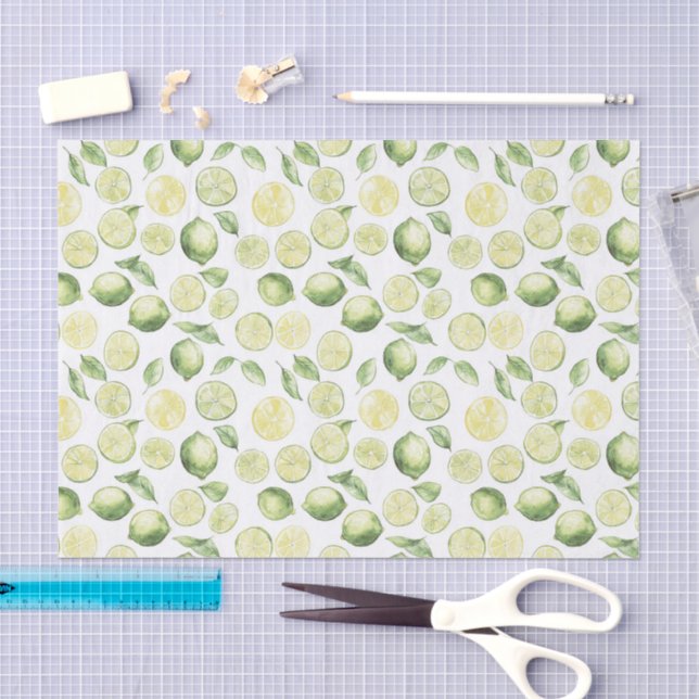 Papel De Seda Hojas Frutas Limas Verdes (Artesanía)