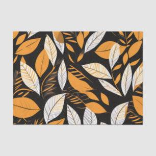 Papel De Seda Hojas geométricas retro en fondo negrita