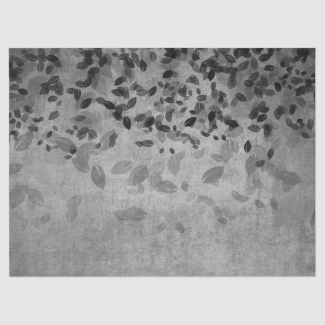 Papel De Seda Hojas grises y negras en descomposición gris (Anverso)