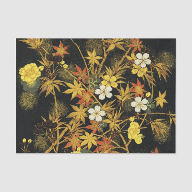 Papel De Seda Hojas japonesas de otoño Antiguo Botánico (Anverso)