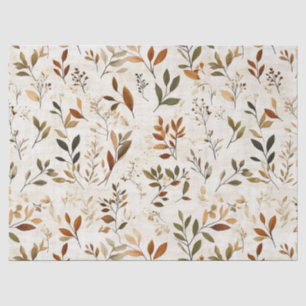 Papel De Seda Hojas Marrones Rústicas sobre Fondo Crema
